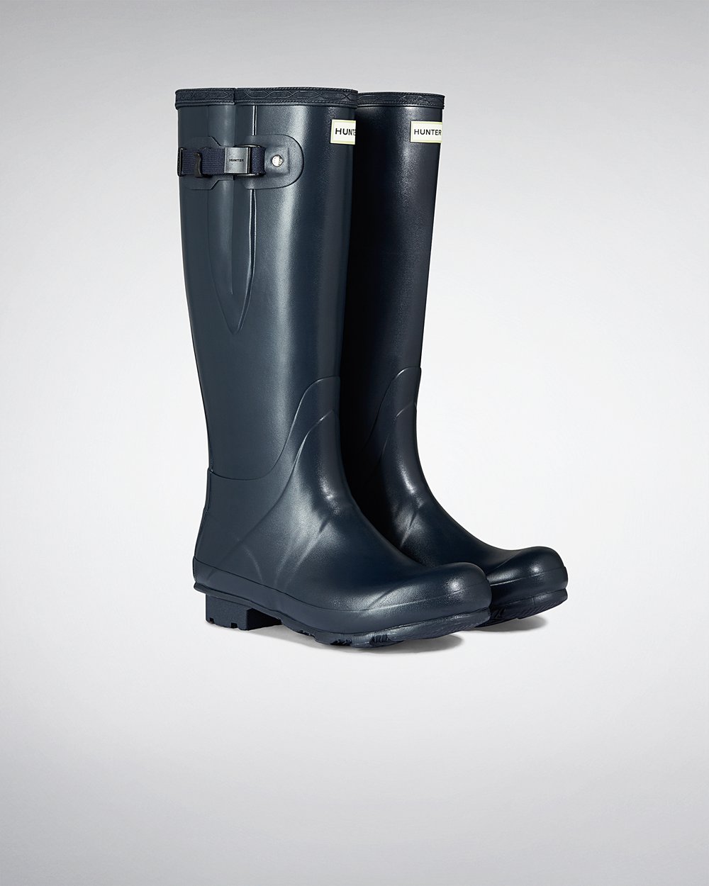 Men Hunter Norris Field Side Adjustable | Tall Rain Boots Navy | NZ-21583-DTIQ